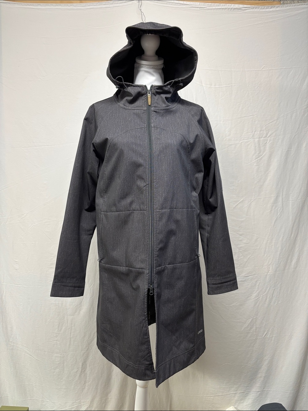 Women's Charcoal Hooded Trench Coat - Lightweight